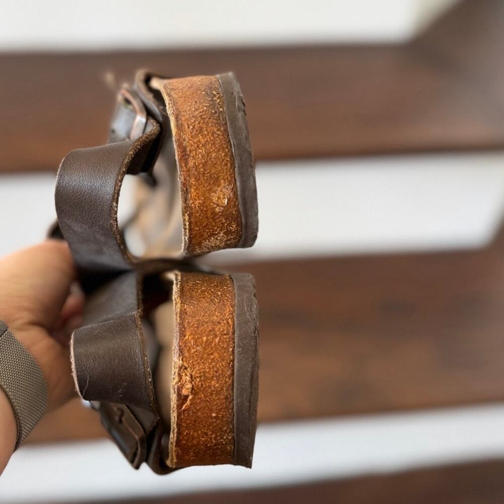 Birkenstock Milano Brown Leather Multi Buckle Cork Base Sandal Size 45 (12-12.5) - Picture 7 of 9